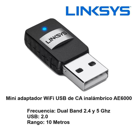 Linksys Ae6000 Adaptador Mini Usb Wifi Dual Band Ac 580mbps