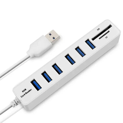 HUB USB 2.0 6 PUERTOS + LECTOR SD/MICROSD