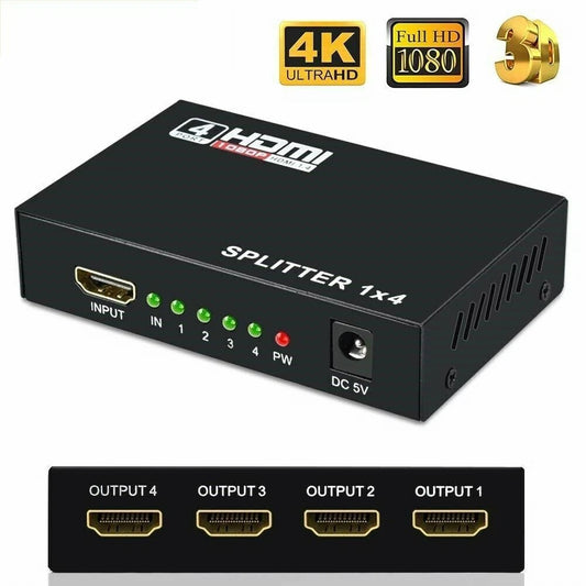 Divisor HDMI 1 en 4 salidas 4K UHD HD 1080P 4 puertos